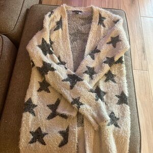 American Eagle Outfitters Black and Cream Star Cardigan